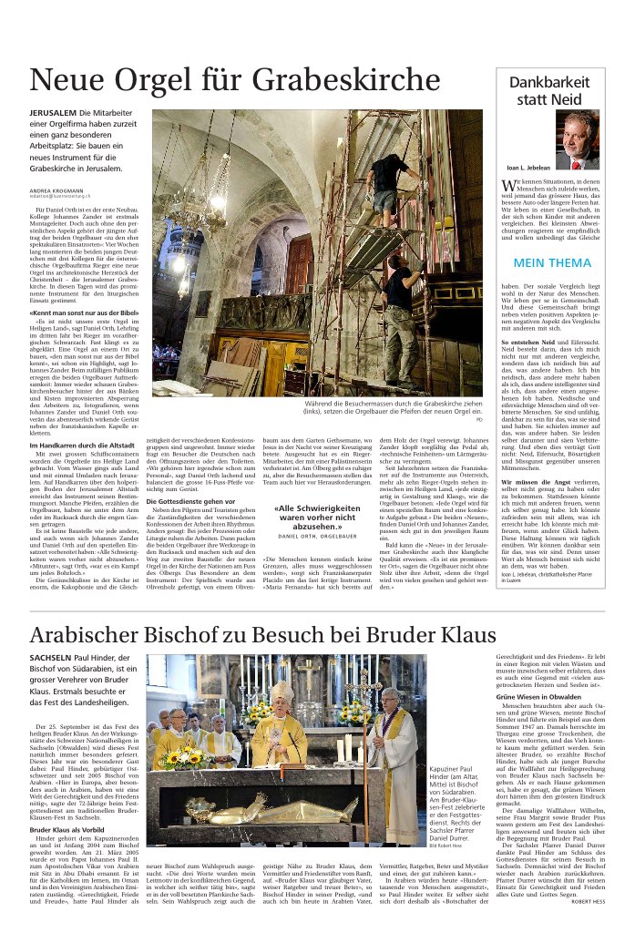 Neue Orgel für Grabeskirche