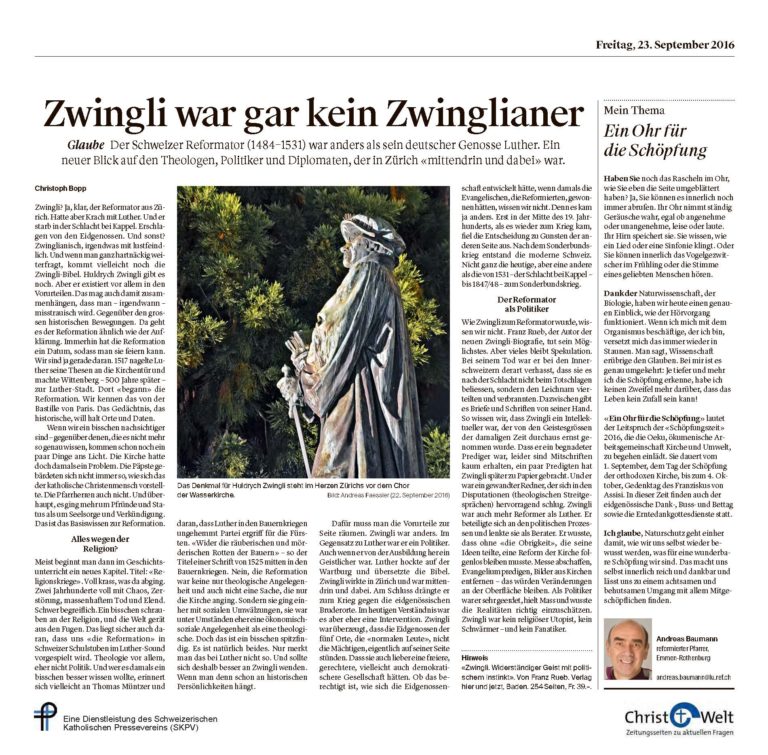 Zwingli war gar kein Zwinglianer