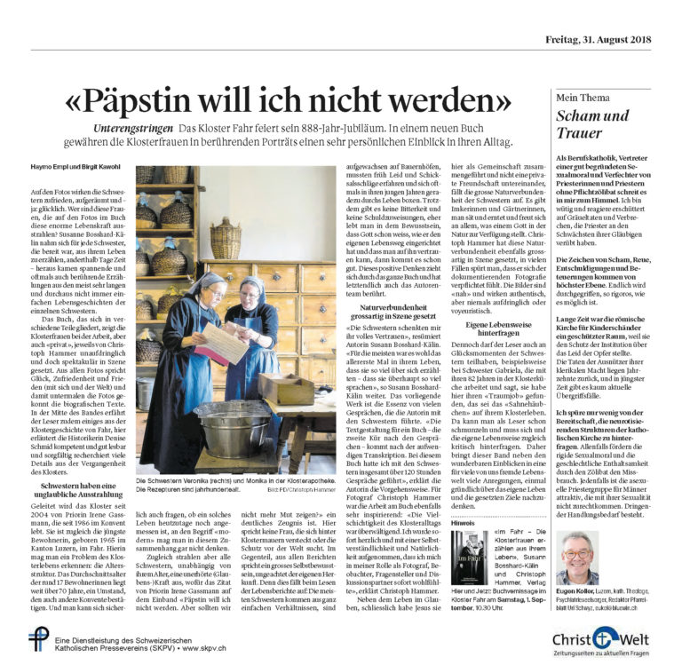 «Päpstin will ich nicht werden»