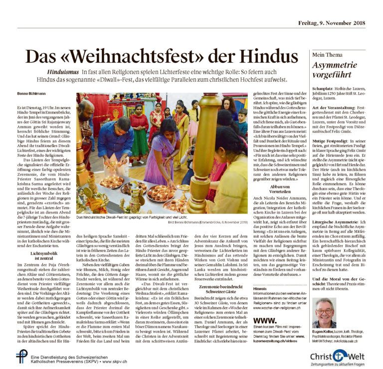 Das «Weihnachtsfest» der Hindus