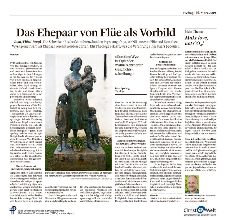 Das Ehepaar von Flüe als Vorbild