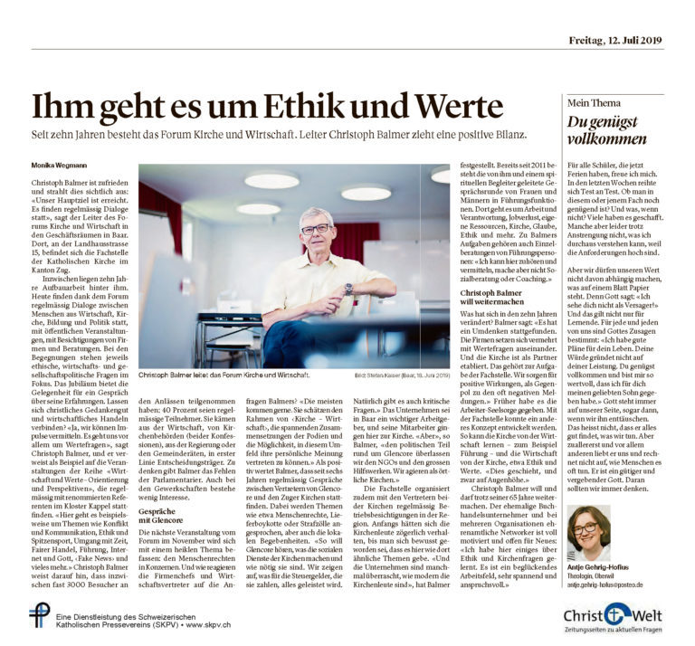 Ihm geht es um Ethik und Werte