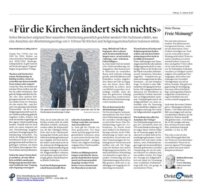 «Für die Kirchen ändert sich nichts»