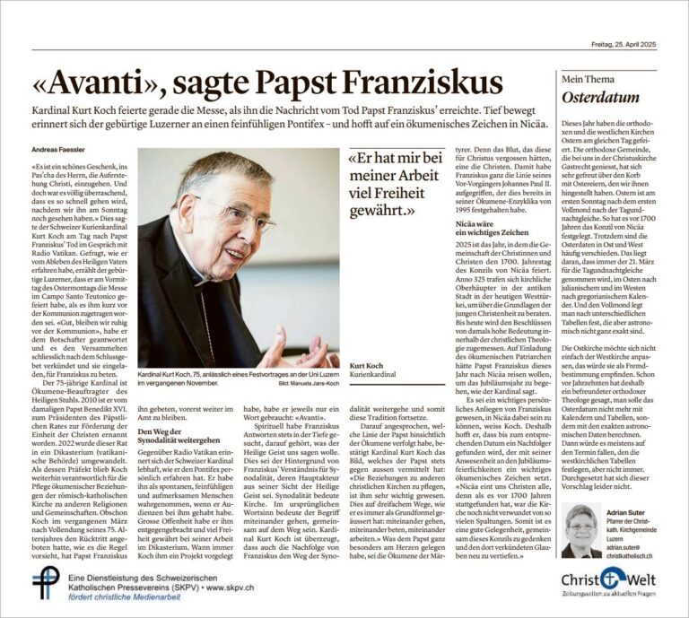 «Avanti», sagte Papst Franziskus