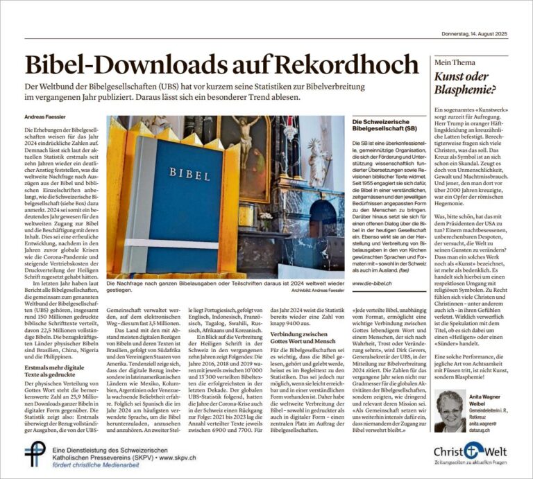 Bibel-Downloads auf Rekordhoch