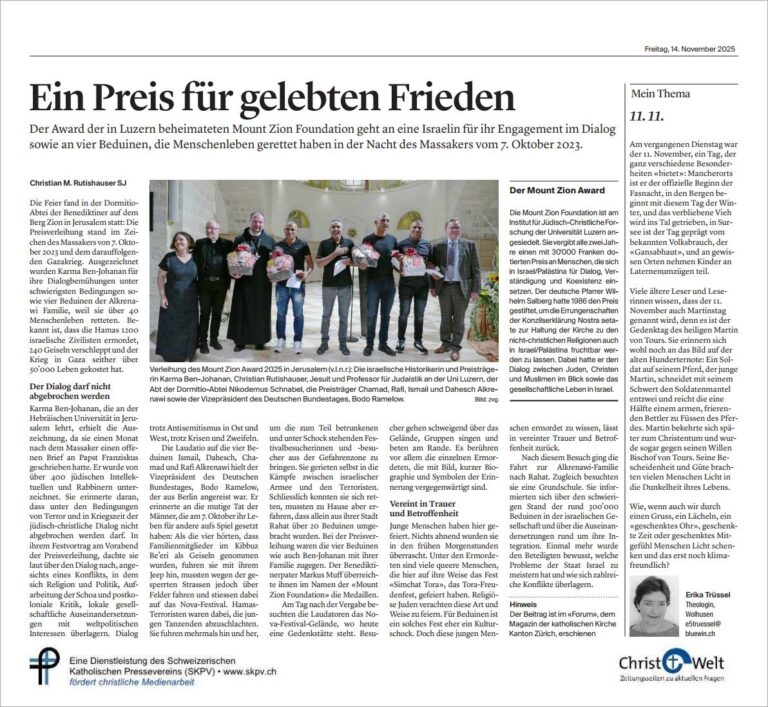 Ein Preis für gelebten Frieden