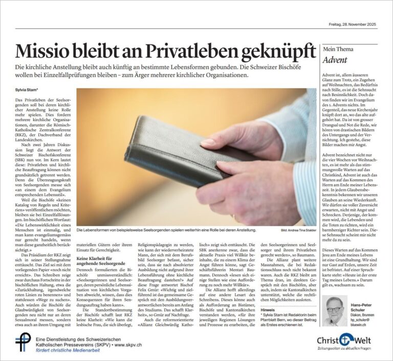 Missio bleibt an Privatleben geknüpft