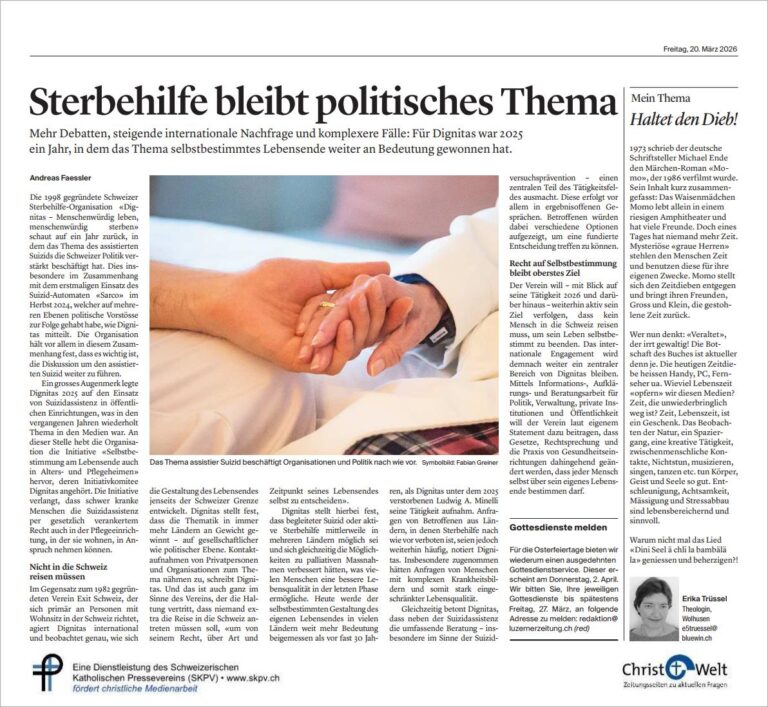 Sterbehilfe bleibt politisches Thema