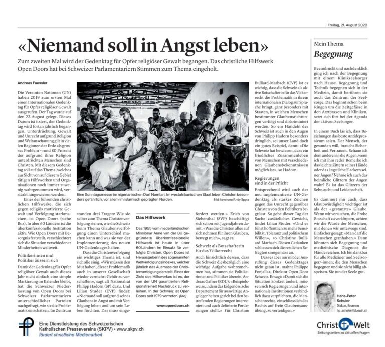 «Niemand soll in Angst leben»