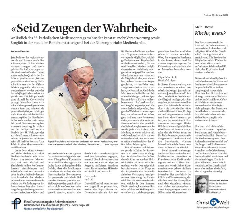 «Seid Zeugen der Wahrheit»