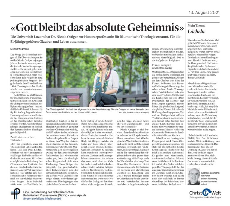 «Gott bleibt das absolute Geheimnis»