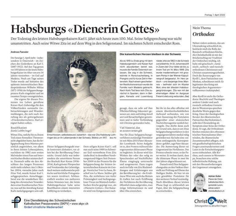 Habsburgs «Dienerin Gottes»
