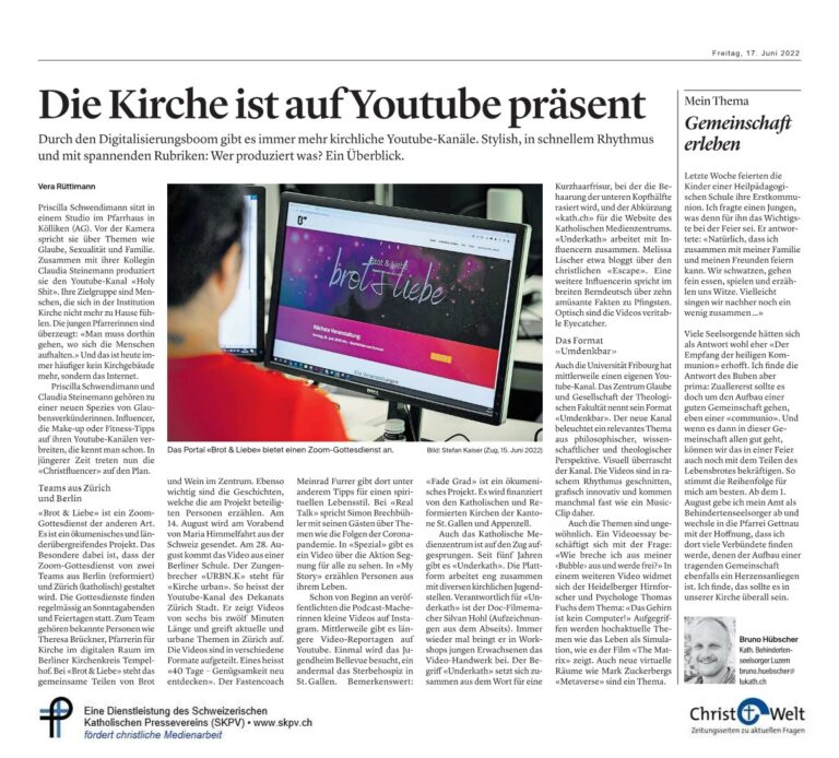 Die Kirche ist auf Youtube präsent