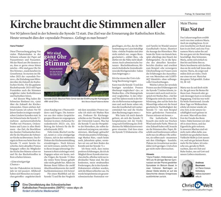 Kirche braucht die Stimmen aller